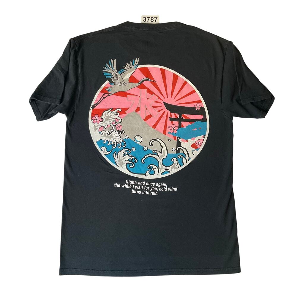 CVLA Men T-shirt size S Short Sleeve Stretchy Cold Wind Turns Into Rain Black